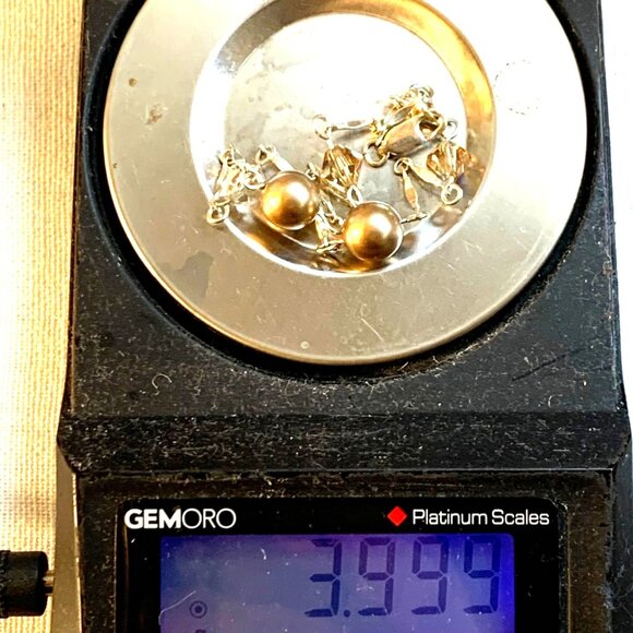 VTG Sterling Silver Champagne Faux Pearl Swarovski Crystal Station Bracelet 7.5" - Picture 11 of 11